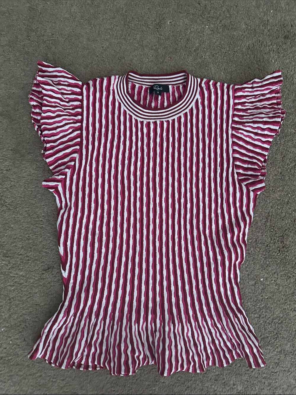 Rails Women's Pink & White Peplum Knit Top